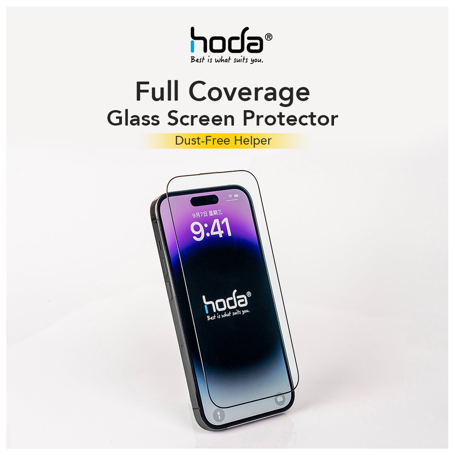 Hoda Tempered Glass Screen Protector for iPhone 15 Series ( Dust Free Helper Included ) 0.33mm Full Coverage - Clear