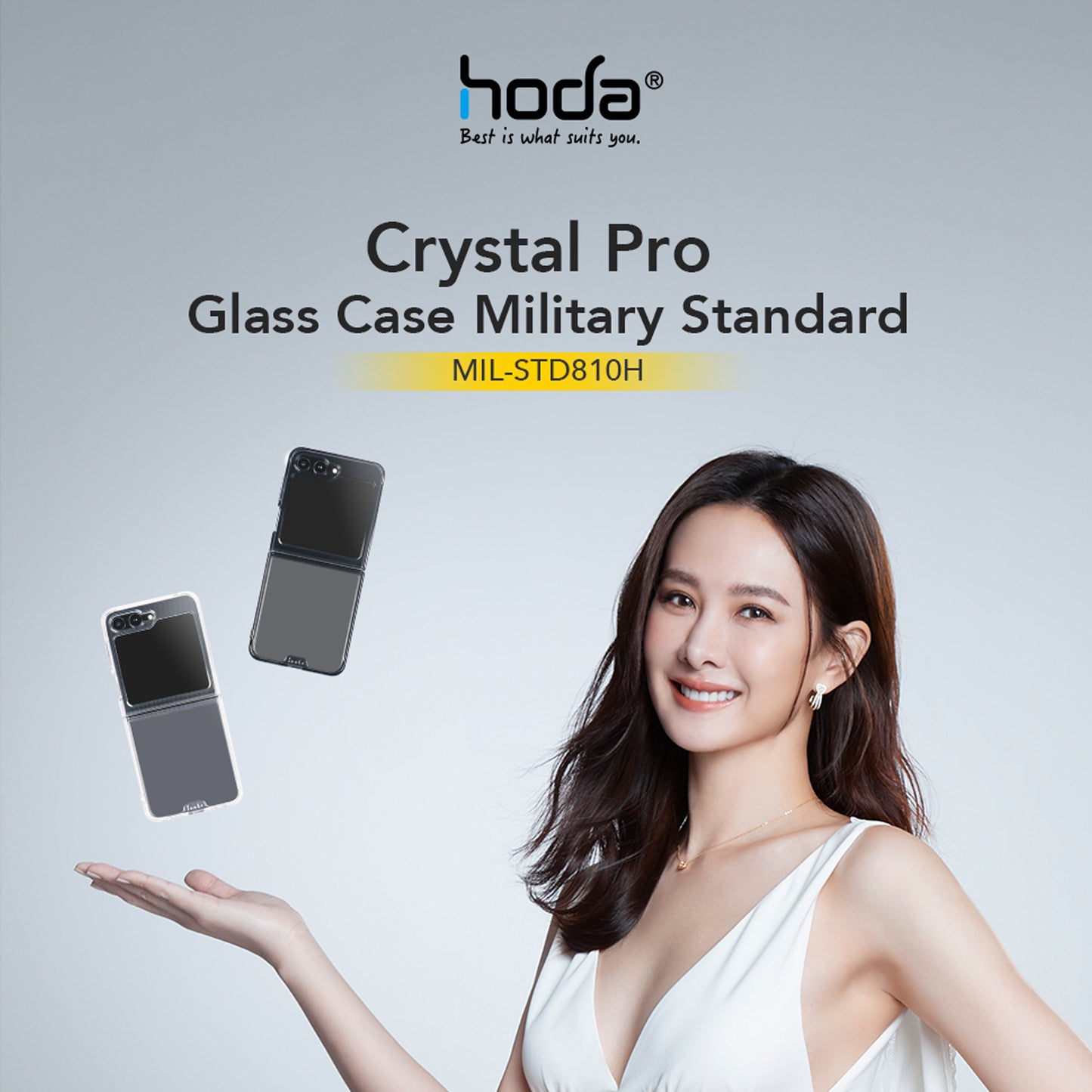 Hoda Crystal Pro Glass Case Military Standard for Samsung Z Flip 5 / Z Fold 5 - Clear