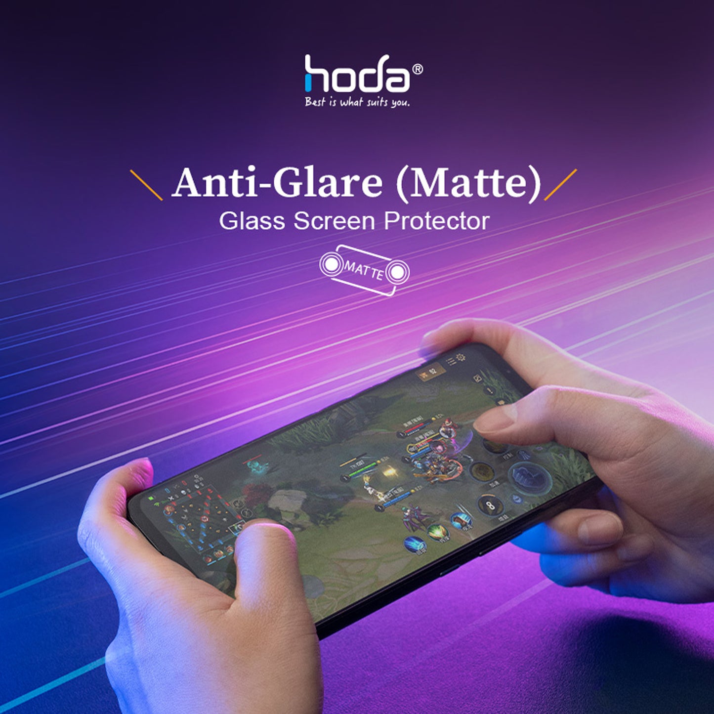 HODA Gaming Anti-Glare ( Matte ) Full Coverage Tempered Glass Screen Protector for ASUS ROG Phone 8 / 8 Pro