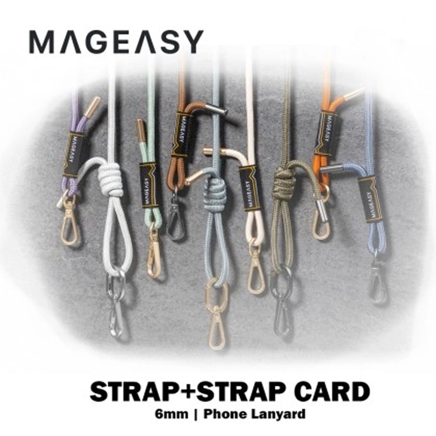 MAGEASY 6mm Rope Strap + Strap Card - Phone Lanyard Adjustable Length