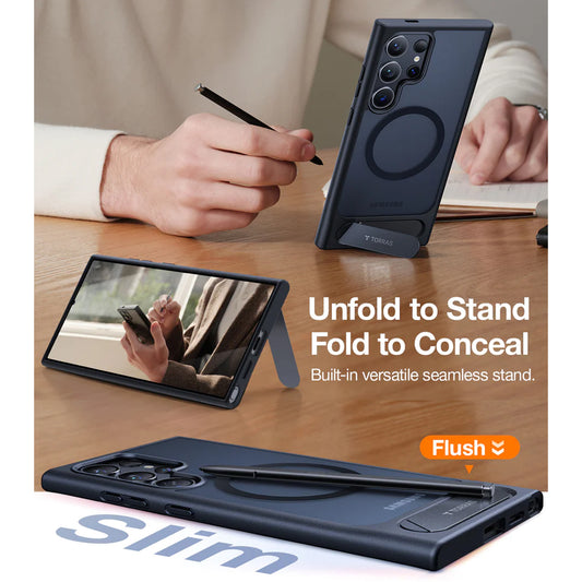 TORRAS UPRO Pstand Magsafe Case for Samsung Galaxy S24 Ultra - Build-in Stand - Forexengineer -Malaysia- 6938075664473-6938075664480