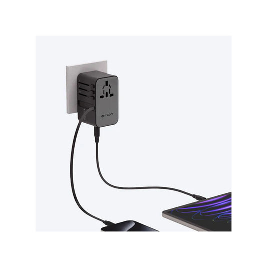 Mazer Infinite Travel PD 70W Gan Universal Travel Charger With Built-in USB C Cable , USB-A and USB-C Port - Forexengineer -Malaysia