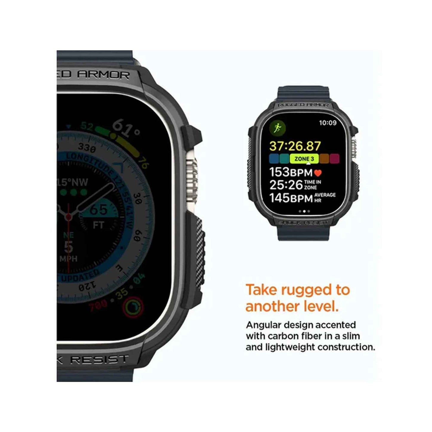 Spigen Rugged Armor for Apple Watch Ultra 2 / Ultra 49mm - Shock Absorbent Layer - Matte Black - Forexengineer -Malaysia- 8809811868753