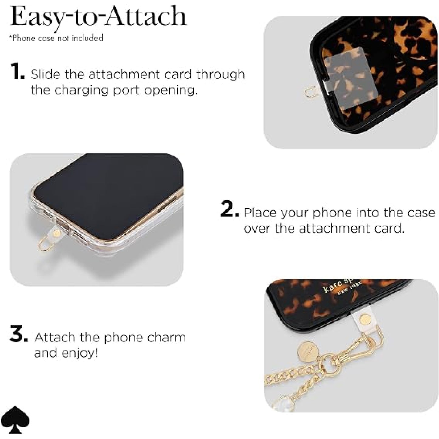 Kate Spade Phone Charm with Anchor Card Universal Wrist Strap - Set in Stone