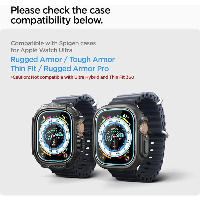 Spigen Apple Watch Ultra / Ultra 2 49mm Glas.tR Ezfit (2pack) - Forexengineer -Malaysia- 8809811869736