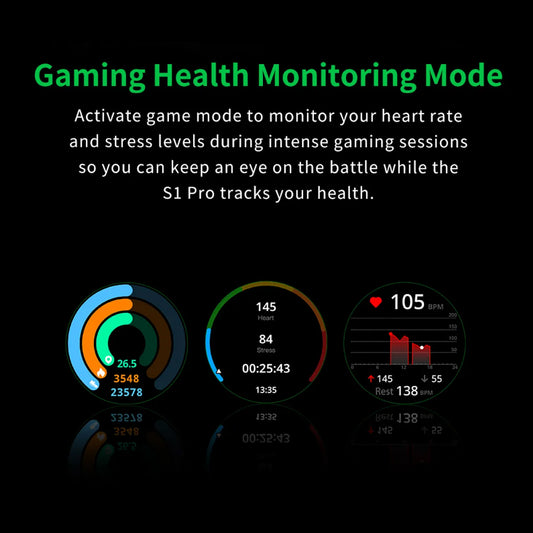 Black Shark S1 Pro Smartwatch 15 Days Battery Life , Build in AI Chatbot , Heatlh Monitoring & Bluetooth Call - Forexengineer -Malaysia- 6974521492191-6974521492207