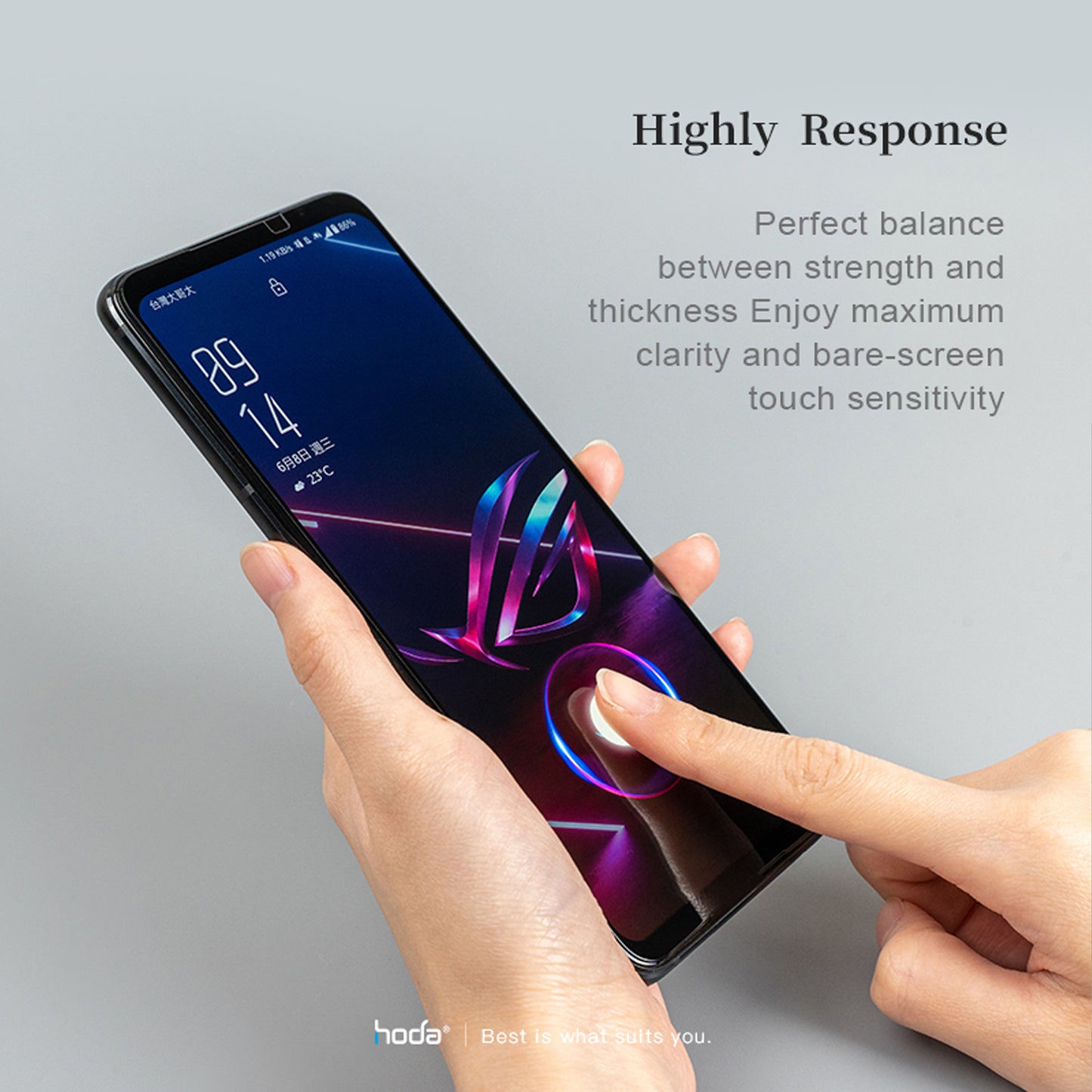 HODA Anti-Reflection Full Coverage Tempered Glass Screen Protector for ASUS ROG Phone 8 / 8Pro