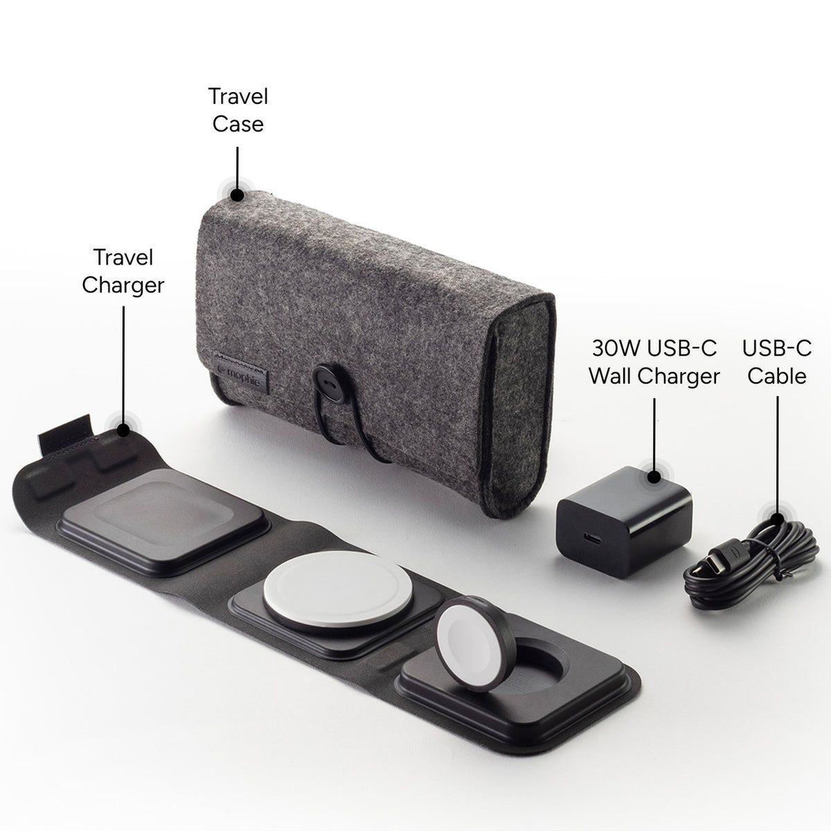 Mophie Universal Charger Wireless 3 in 1 travel charger w/ MagSafe charging for apple watch (UK Adapter) - Forexengineer -Malaysia- 840056182585