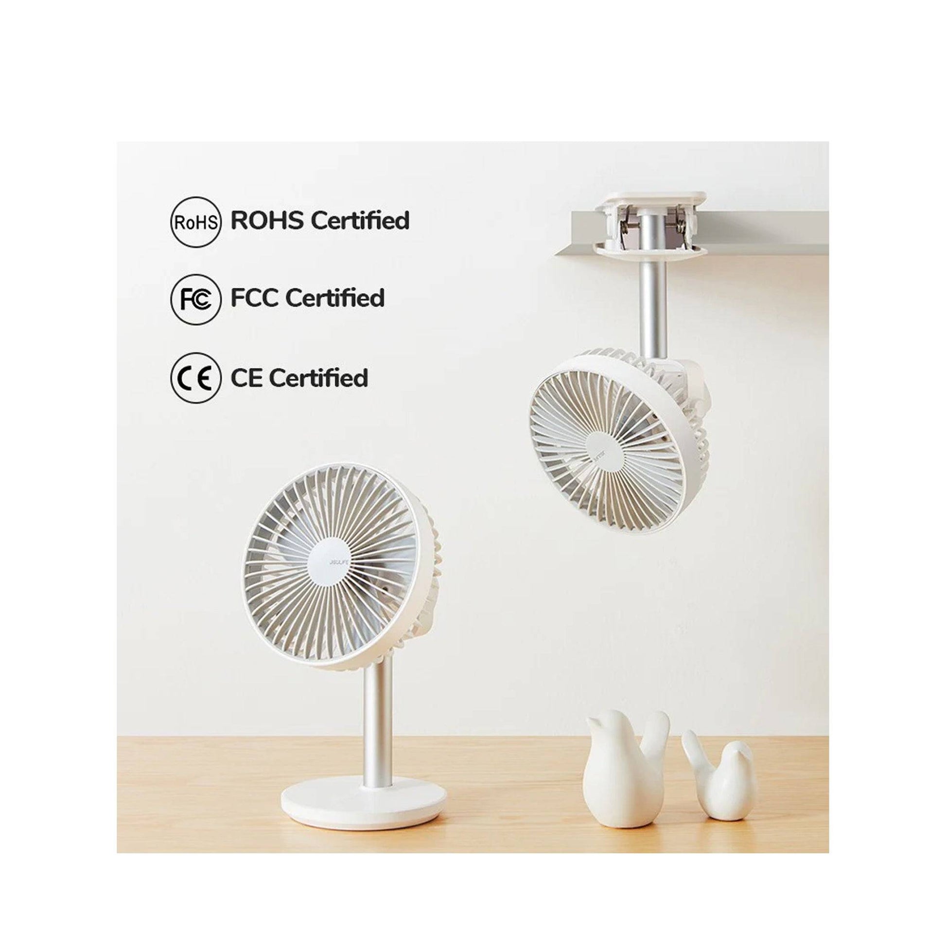 JisuLife Desk + Clip Fan Oscillating Fan FA13R 8000mAh Battery 4 Wind Speed Rotating Use Up to 28 Hours Cool - Forexengineer -Malaysia