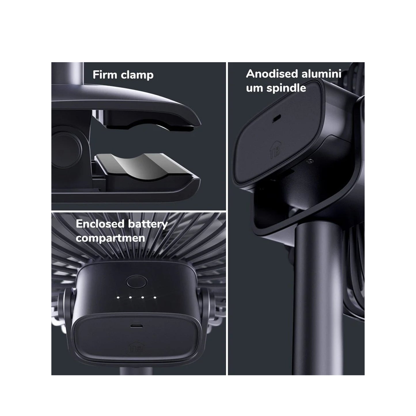 JisuLife Desk + Clip Fan Oscillating Fan FA13R 8000mAh Battery 4 Wind Speed Rotating Use Up to 28 Hours Cool - Forexengineer -Malaysia- 6972154737542-6972154737559