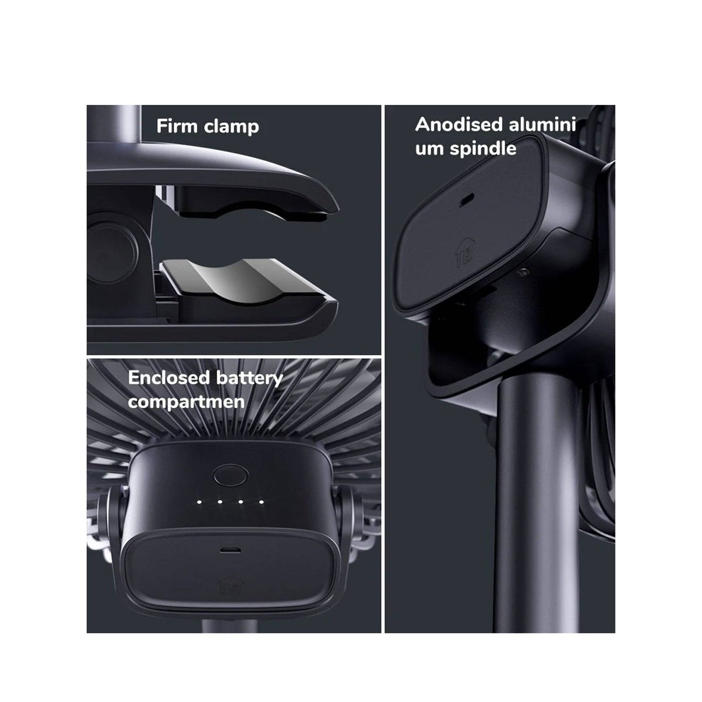 JisuLife Desk + Clip Fan Oscillating Fan FA13R 8000mAh Battery 4 Wind Speed Rotating Use Up to 28 Hours Cool - Forexengineer -Malaysia