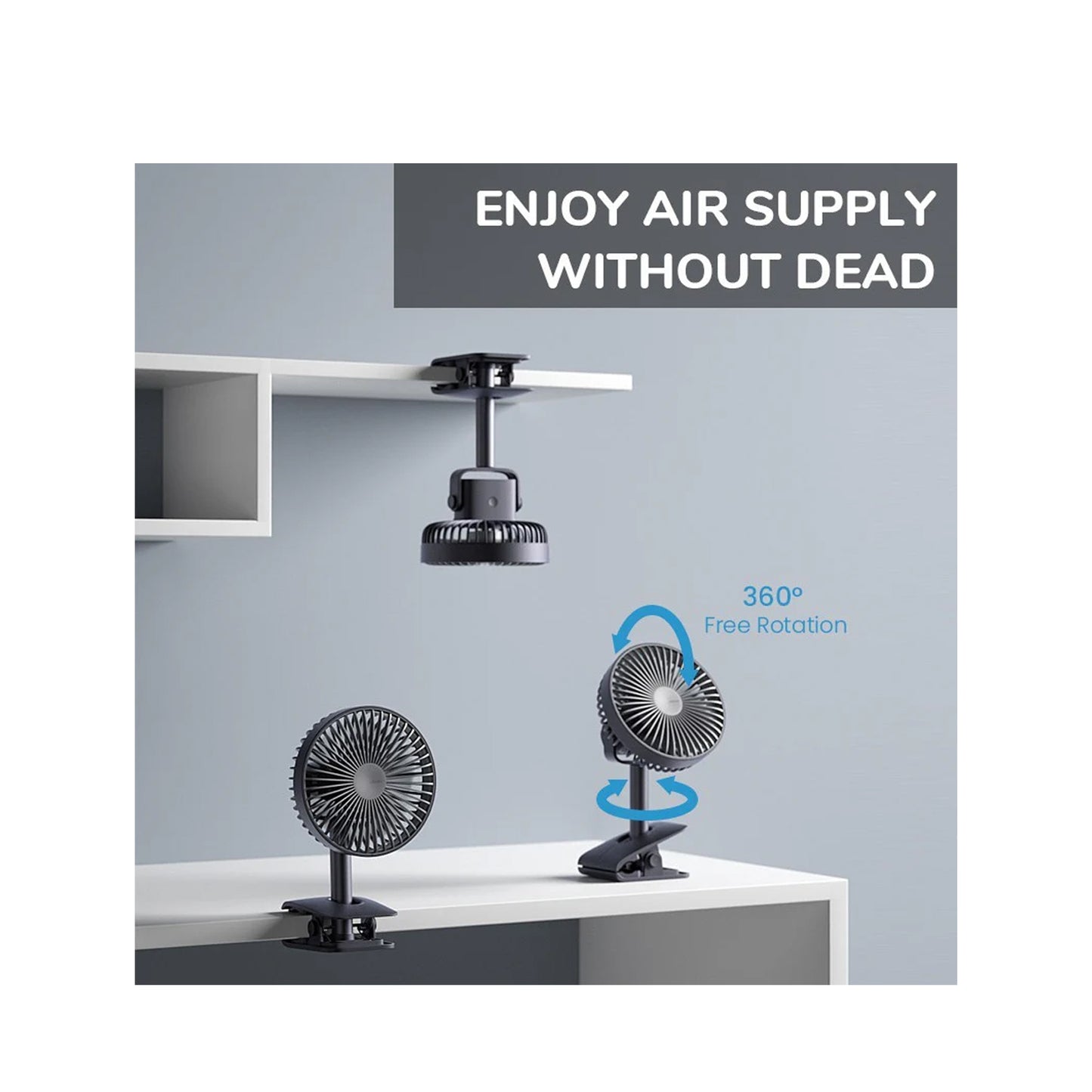 JisuLife Desk + Clip Fan Oscillating Fan FA13R 8000mAh Battery 4 Wind Speed Rotating Use Up to 28 Hours Cool - Forexengineer -Malaysia- 6972154737542-6972154737559