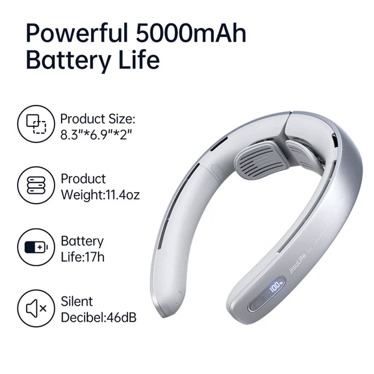 JisuLife FA45 Neck Fan Pro1 Silicone Breathable 100 Gears Wind Control - Forexengineer -Malaysia