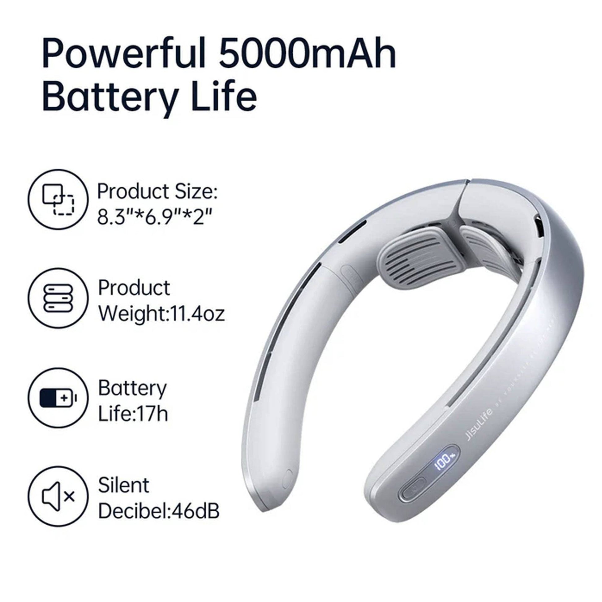 JisuLife FA45 Neck Fan Pro1 Silicone Breathable 100 Gears Wind Control - Forexengineer -Malaysia