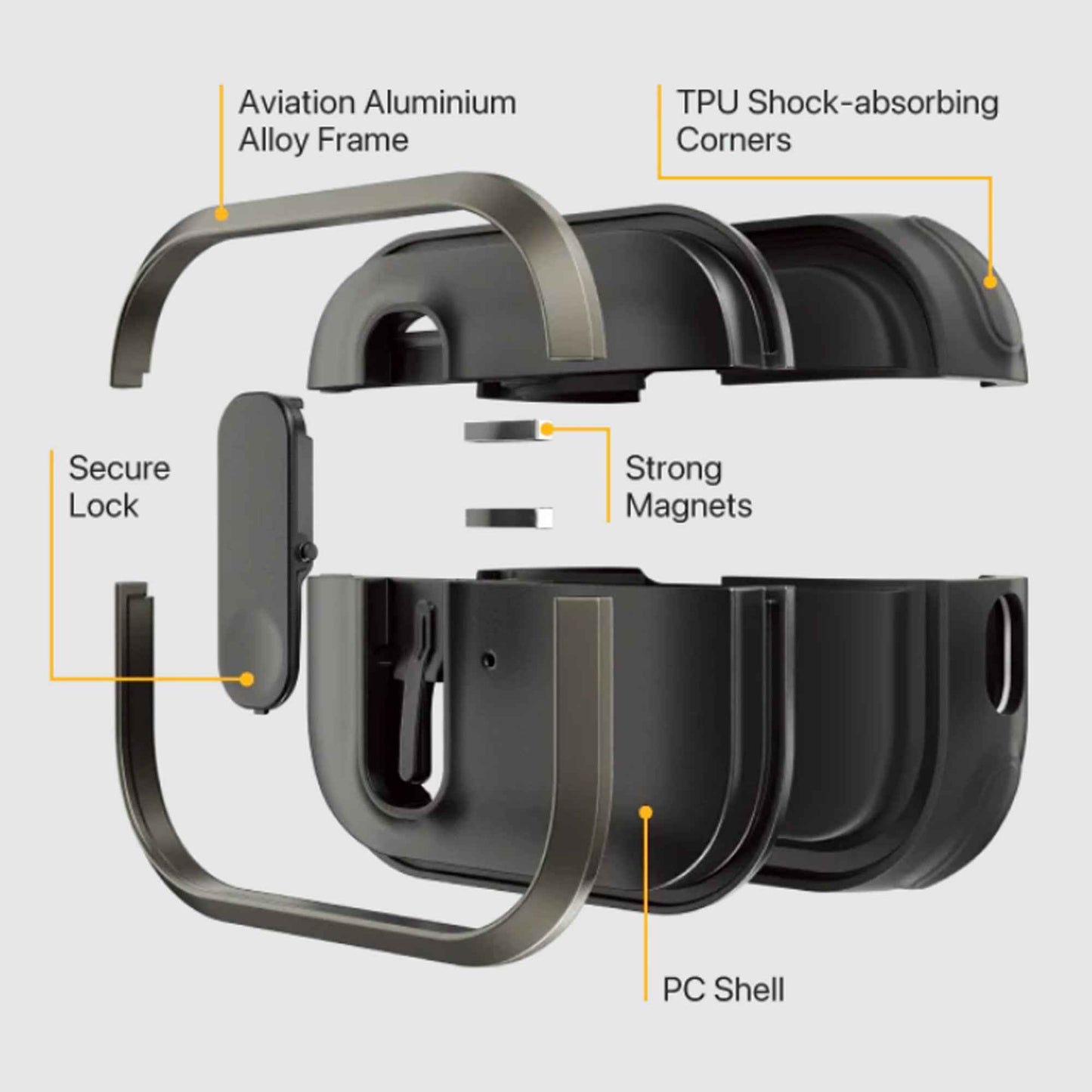 MAGEASY Odyssey with Wrist Strap (Magnetic Closure Case) for AirPods Pro 1 / AirPods Pro 2