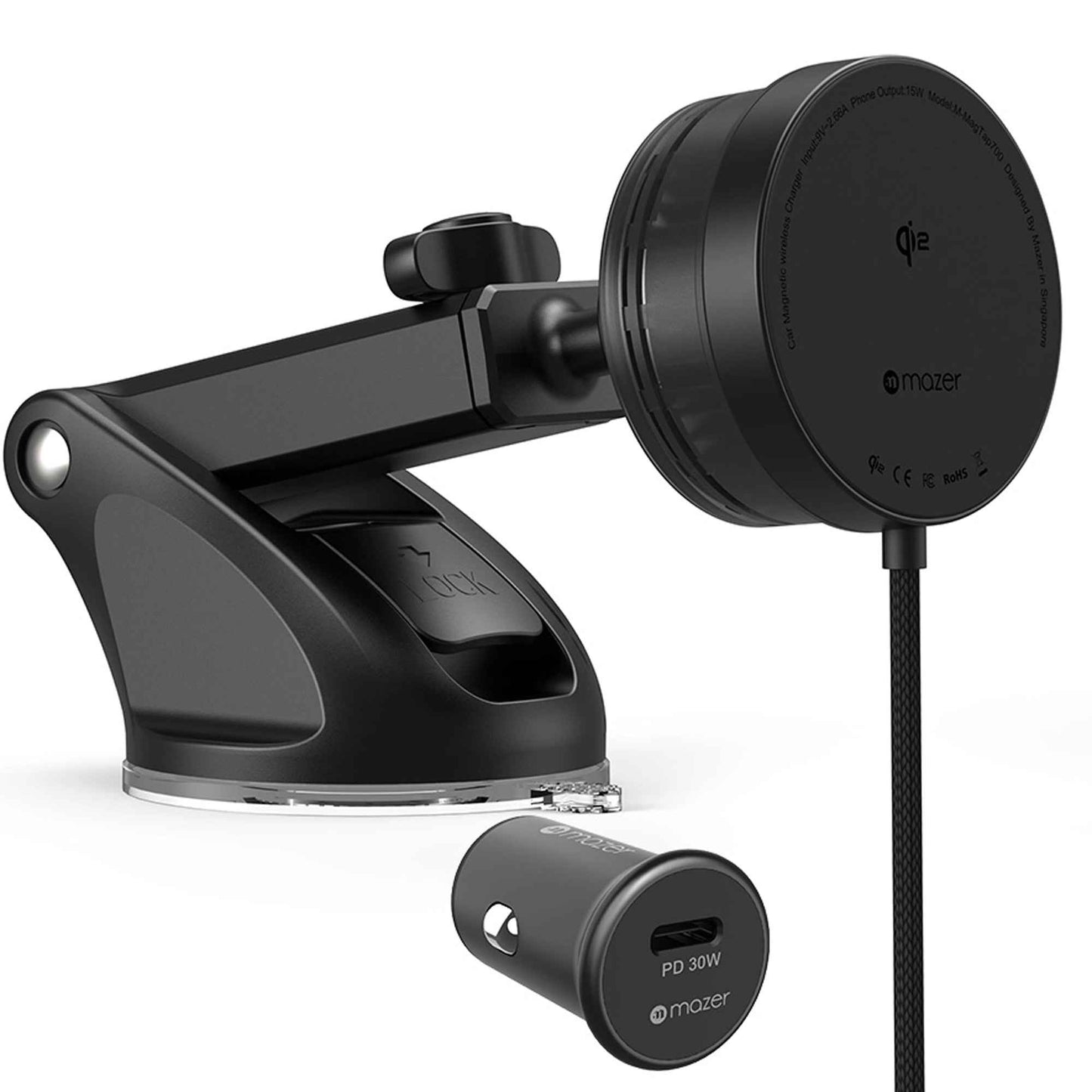 Mazer MagTap Pro 700 Qi2 Certified 15W Magnetic Wireless Charging Car Mount with Active Cooling System