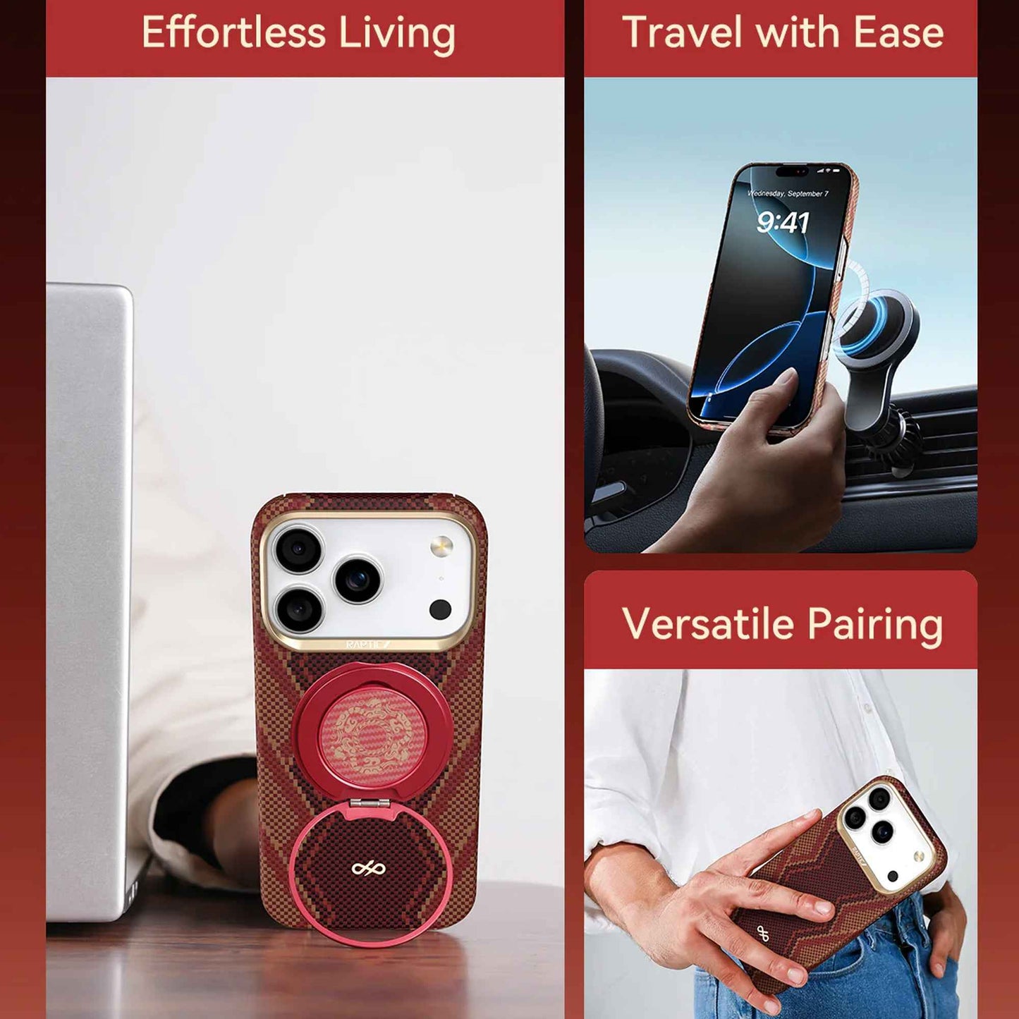 RAPTIC Aramid Fiber Skin-Bionic Magsafe for iPhone 17 Pro Max / 17 Pro - Snake