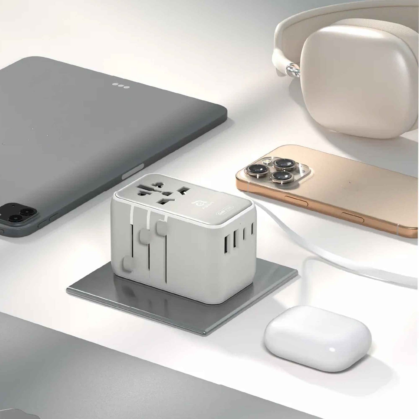 ADAM Elements T35L 35W Universal Travel Adapter with Built-In USB-C Cable