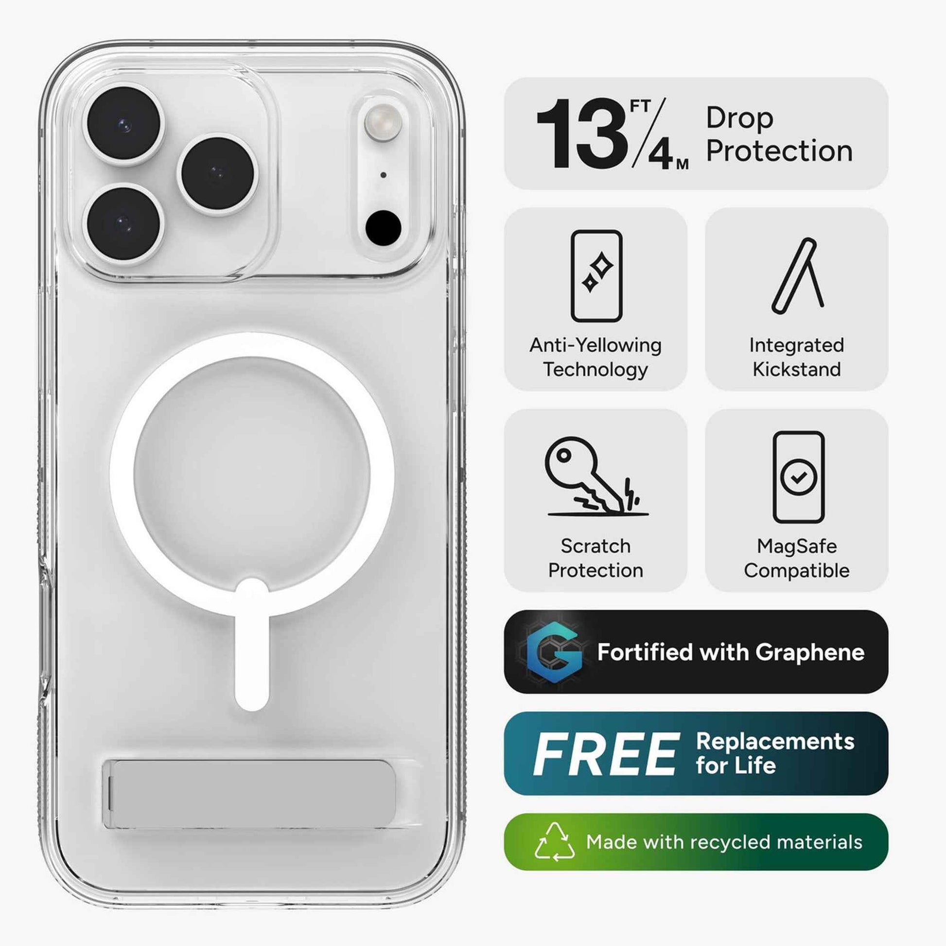 ZAGG Crystal Palace Snap Case with Kickstand and Camera Button for iPhone 17 Pro Max / 17 Pro - Magnetic Case