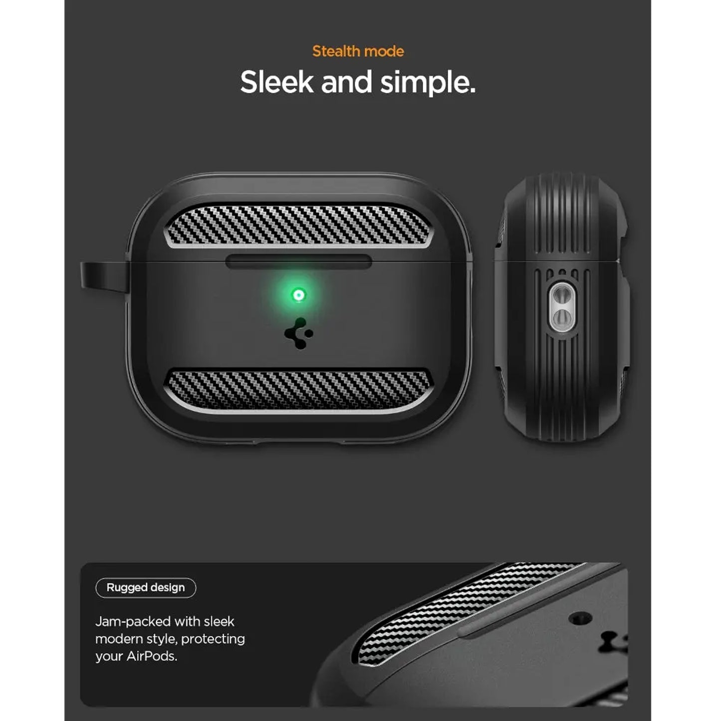 Spigen Rugged Armor for AirPods Pro 3 - Metal Carabiner Included
