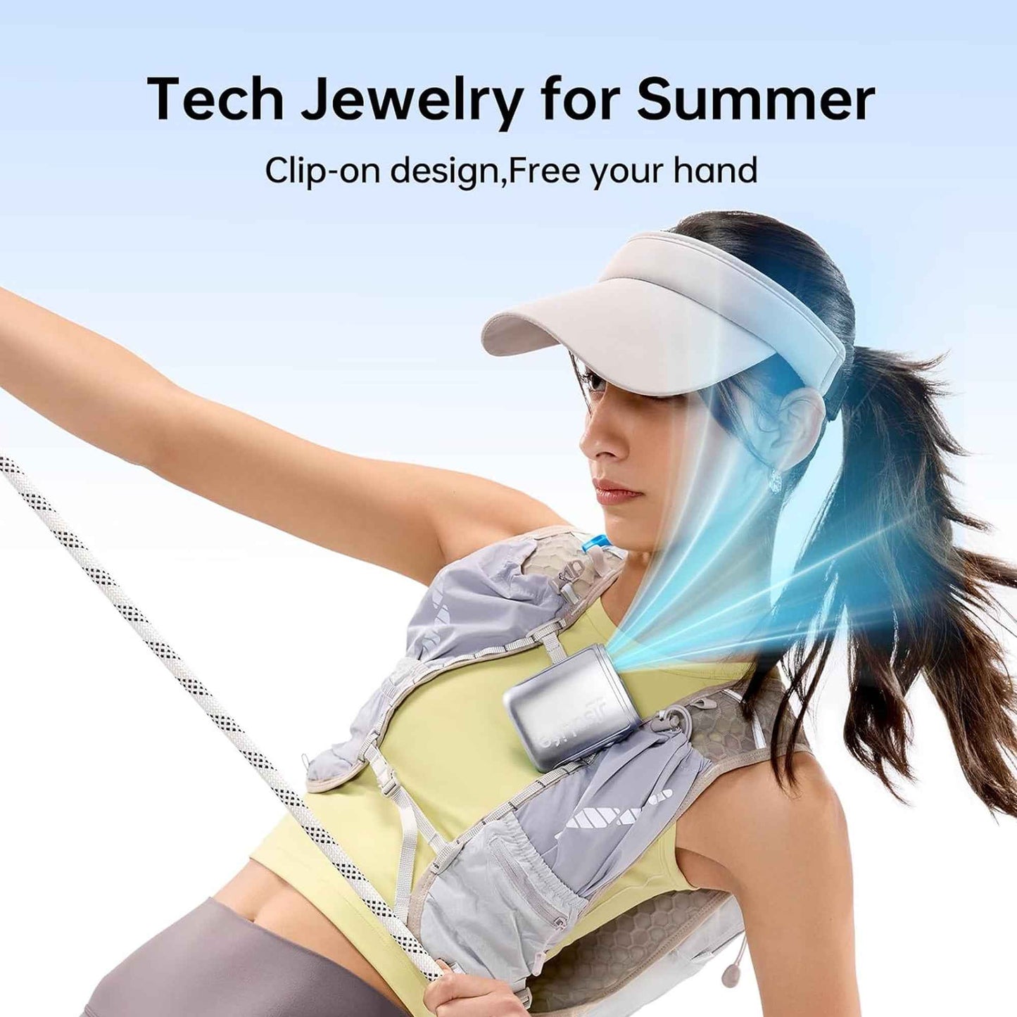 Jisulife Neck Fan Life5 100 Speed 40000RPM Cooling 4500mAh Battery with Lanyard