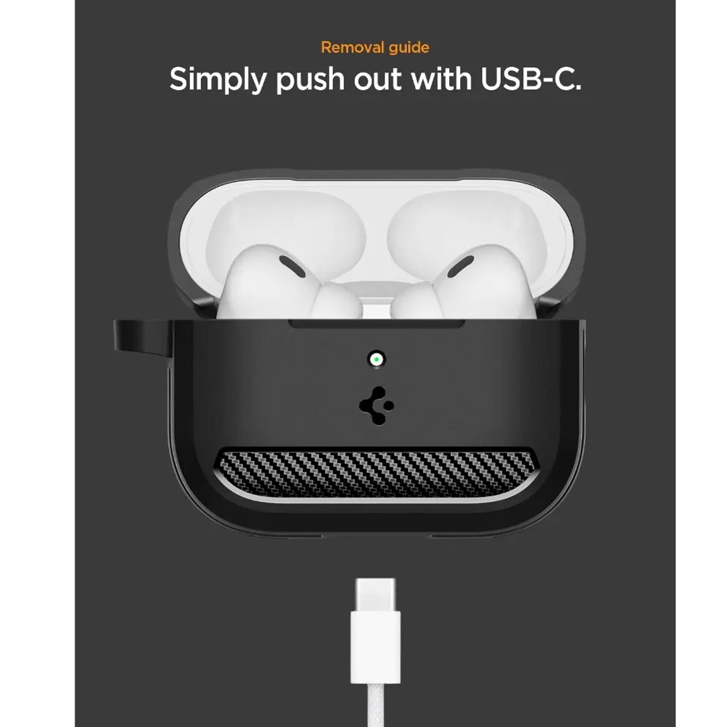 Spigen Rugged Armor for AirPods Pro 3 - Metal Carabiner Included