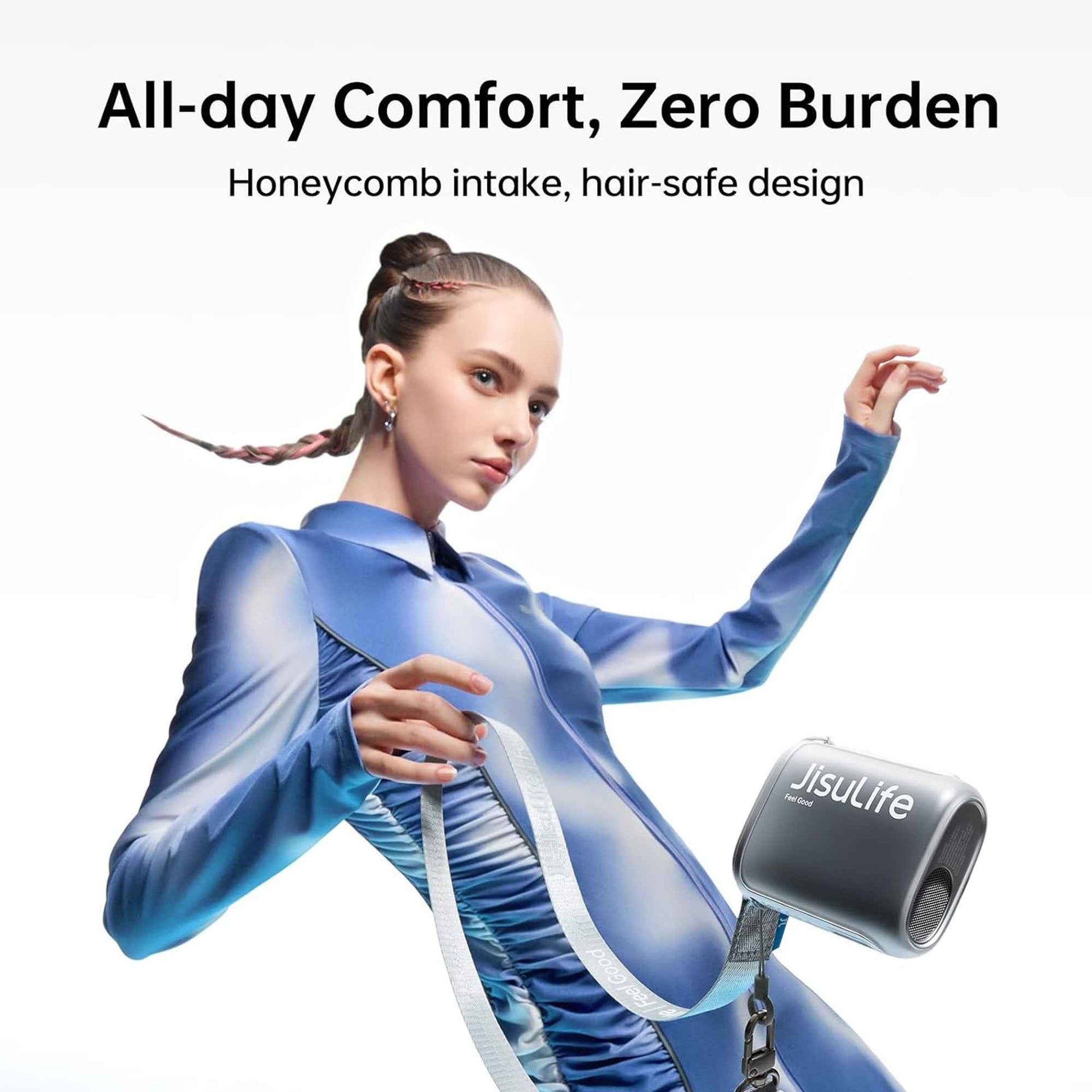 Jisulife Neck Fan Life5 100 Speed 40000RPM Cooling 4500mAh Battery with Lanyard