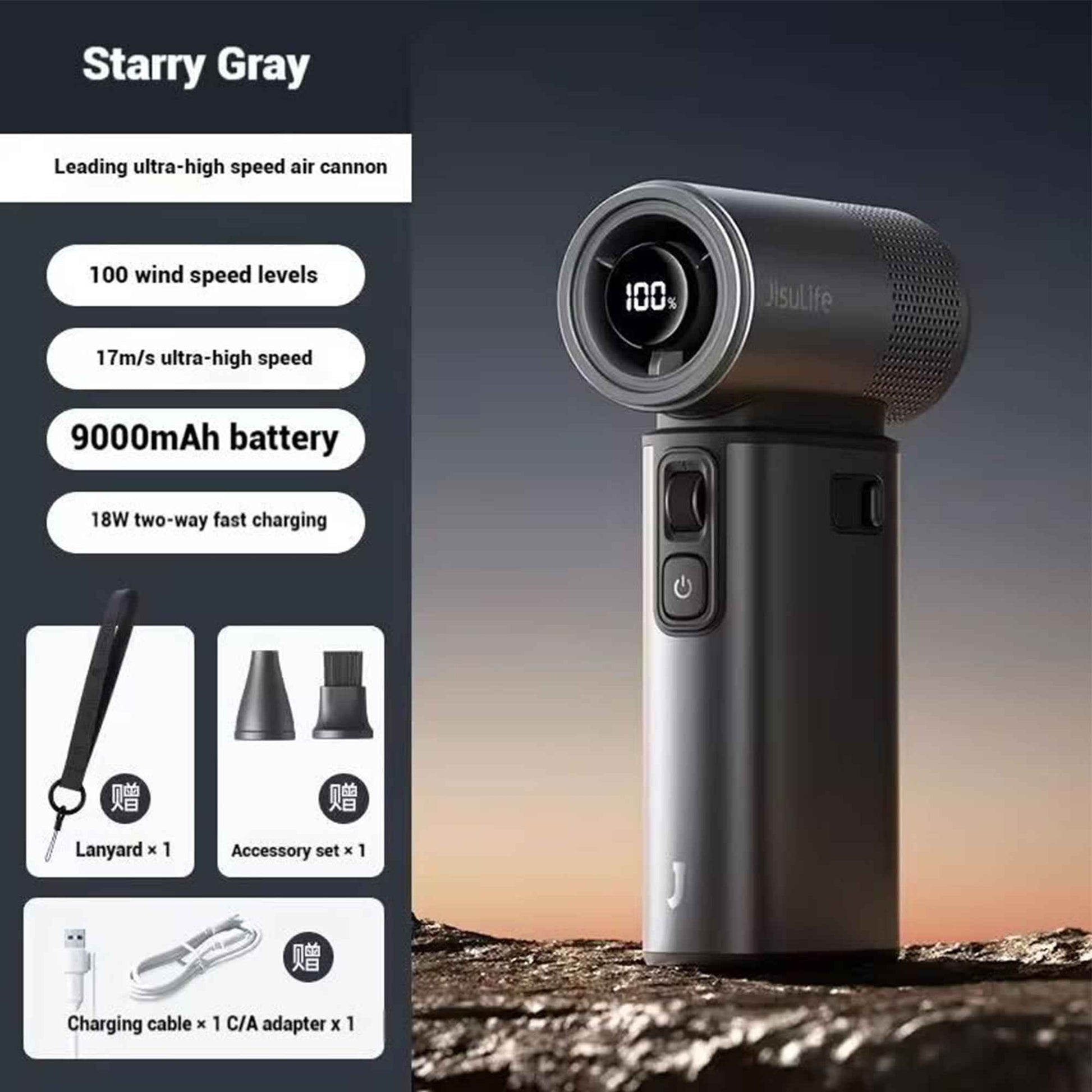 Jisulife Handheld Fan Ultra2 9000mAh Battery with Lighting and Super High Speed Wind