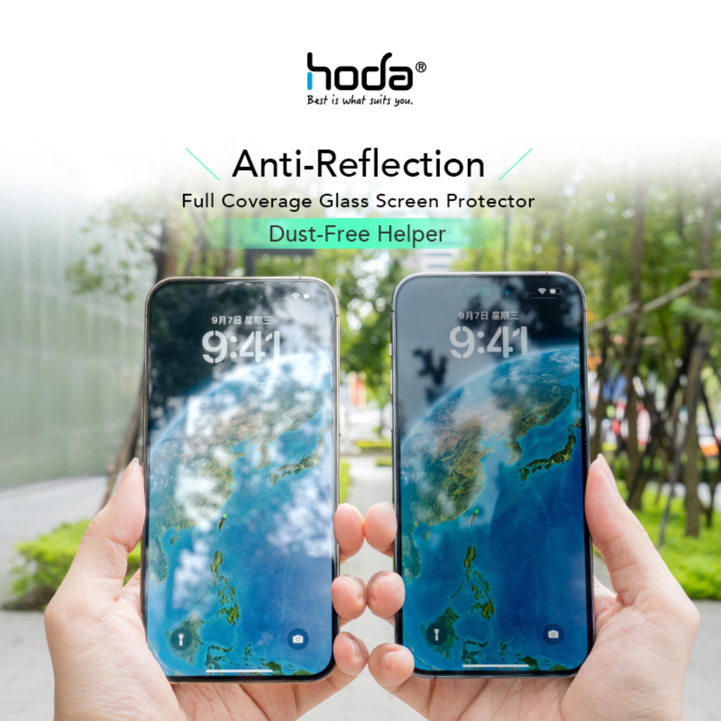 Hoda Anti-Reflection Tempered Glass Screen Protector for iPhone 15 Series ( Dust Free Helper Included )