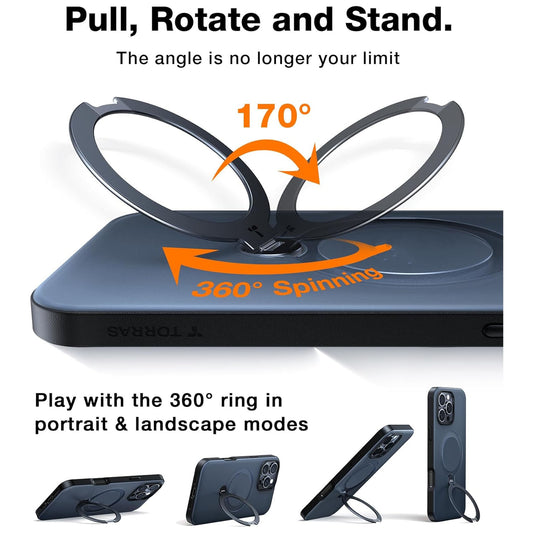 TORRAS 360° Spin Stand MagSafe Case for iPhone 16 Pro Max - Magsafe Compatible - Forexengineer -Malaysia