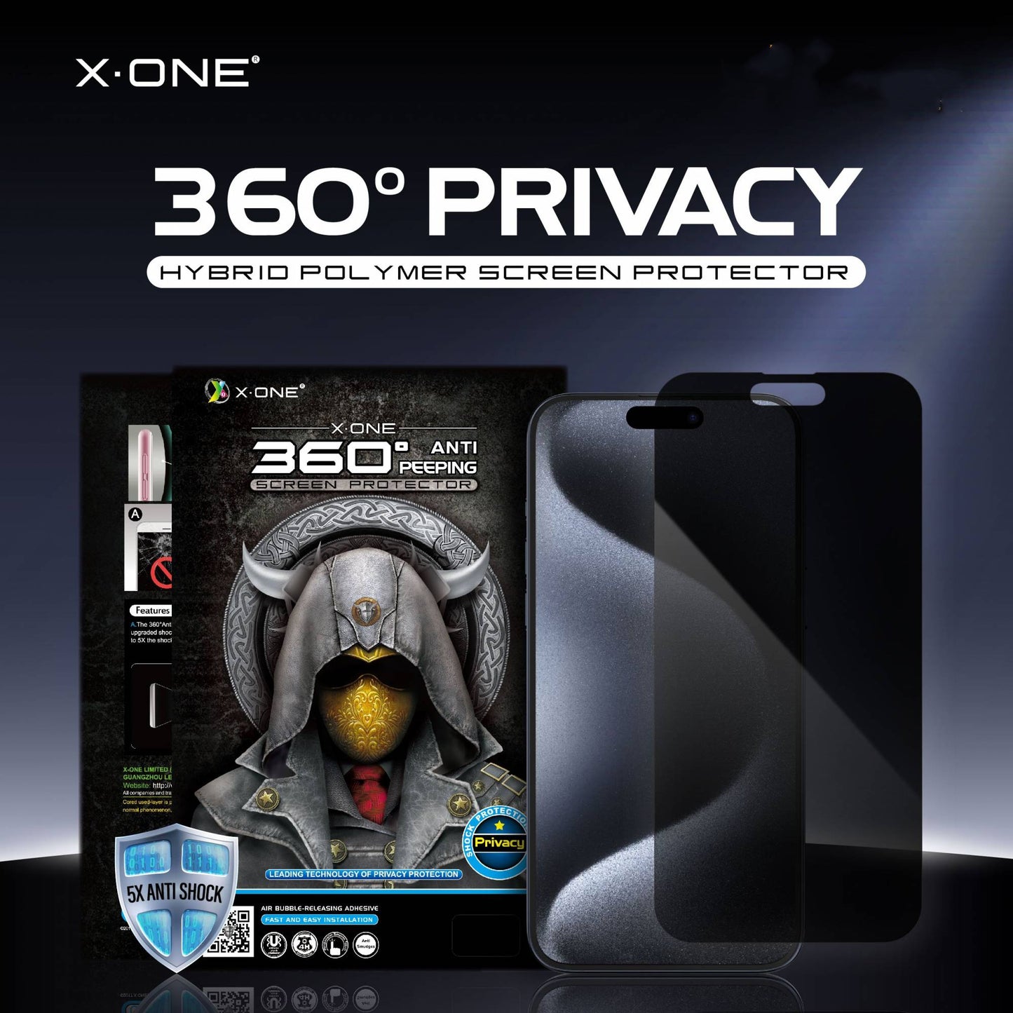 X.One 360° Anti Peeping Privacy Matte Screen Protector  for iPhone 15 / 14 / 13 / 12 Series