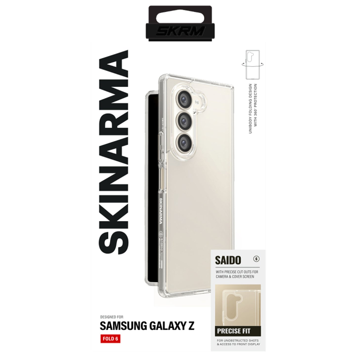 SKINARMA Saido Case for Samsung Galaxy Z Fold 6 - 360° Full Protection and 2H Scratch Resistance - Clear - Forexengineer -Malaysia- 8886461245899