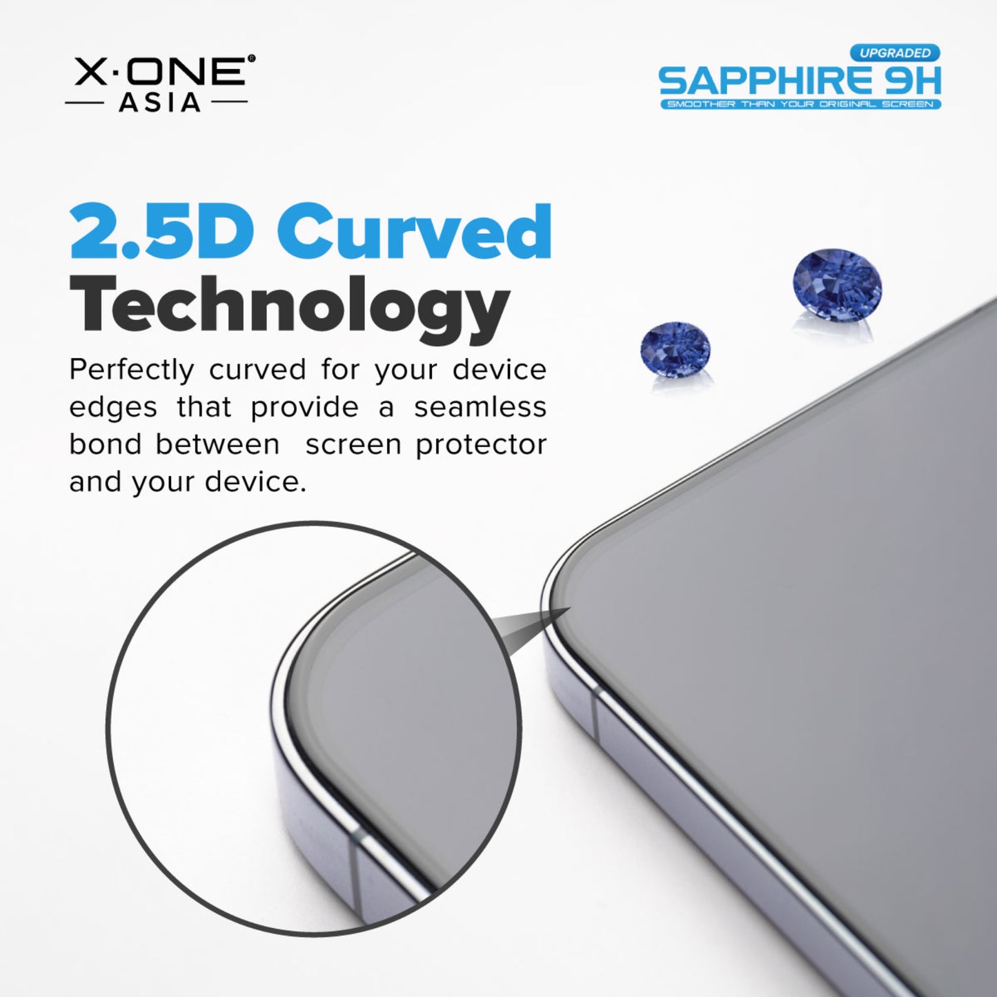 X.One Upgraded Sapphire Coated Glass Screen Protector for iPhone 15 Series with Dust Free Installer Kit