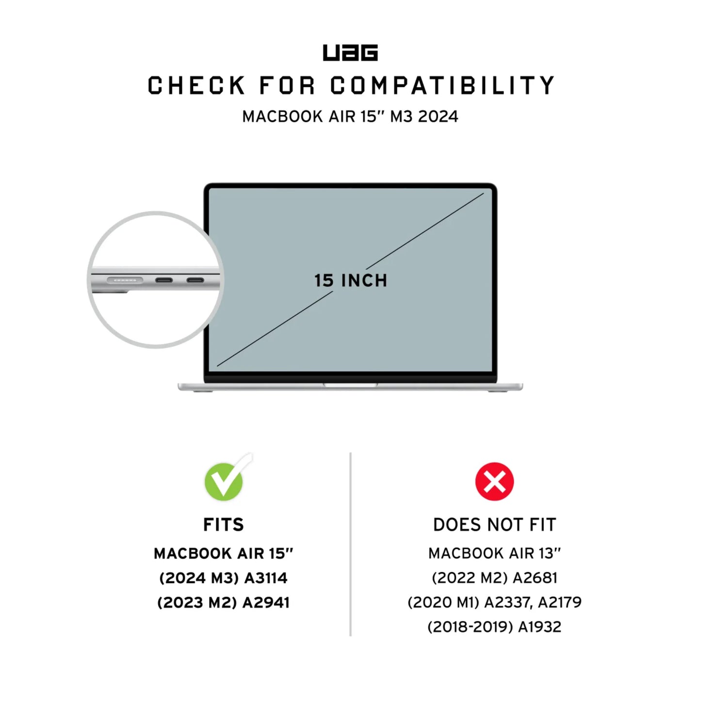 UAG Plyo for MacBook Air 15" ( M2 / M3 ) ( 2023 / 2024 ) - Ice/Black - Forexengineer -Malaysia- 840283911460