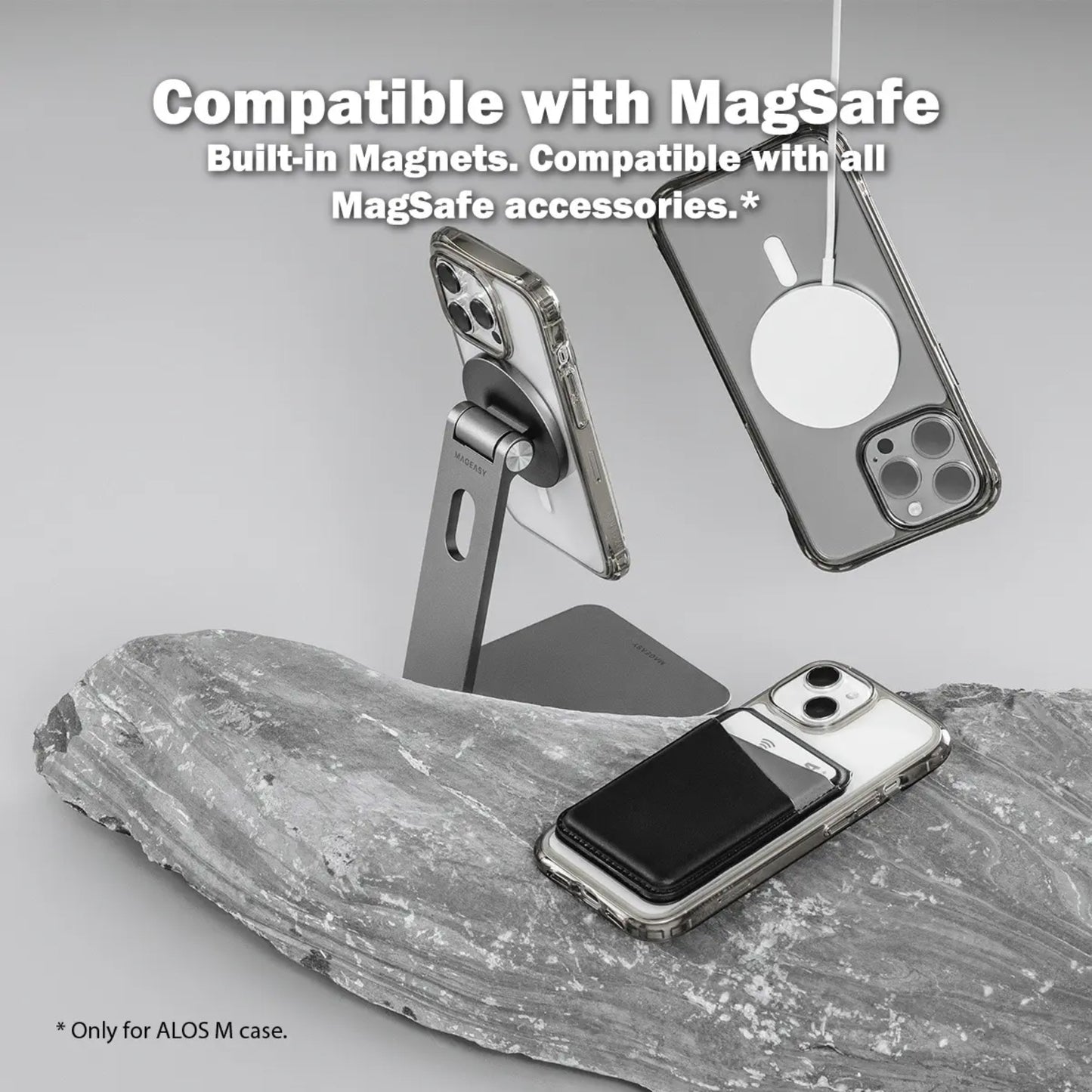 MAGEASY Alos M Anti-Yellowing Contoured Bumper Case for iPhone 15 Series - Magsafe Compatible - Transparent