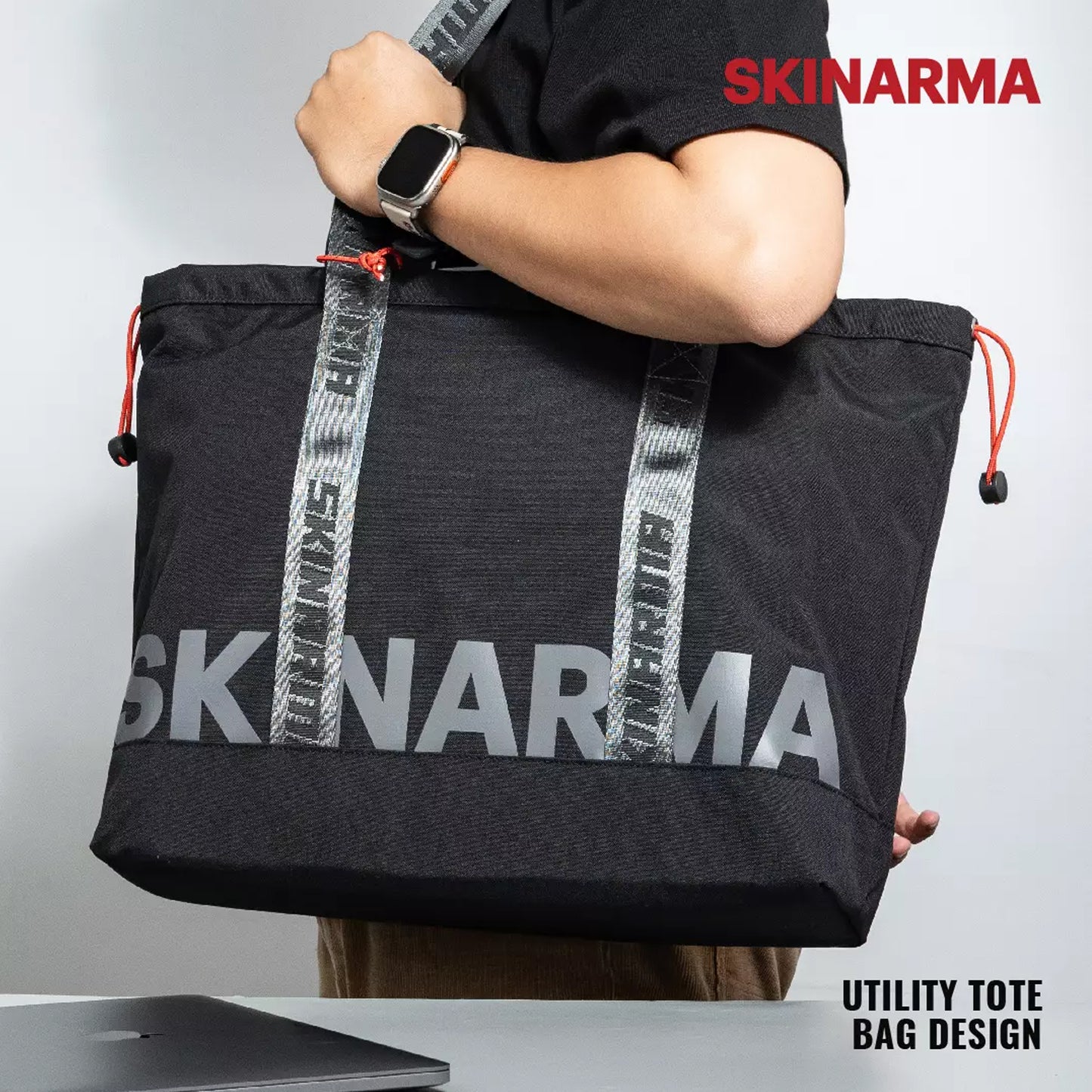 SKINARMA FARDEL Utility Tote Bag - 2D Printing with Water-resistant Zip and Fabric