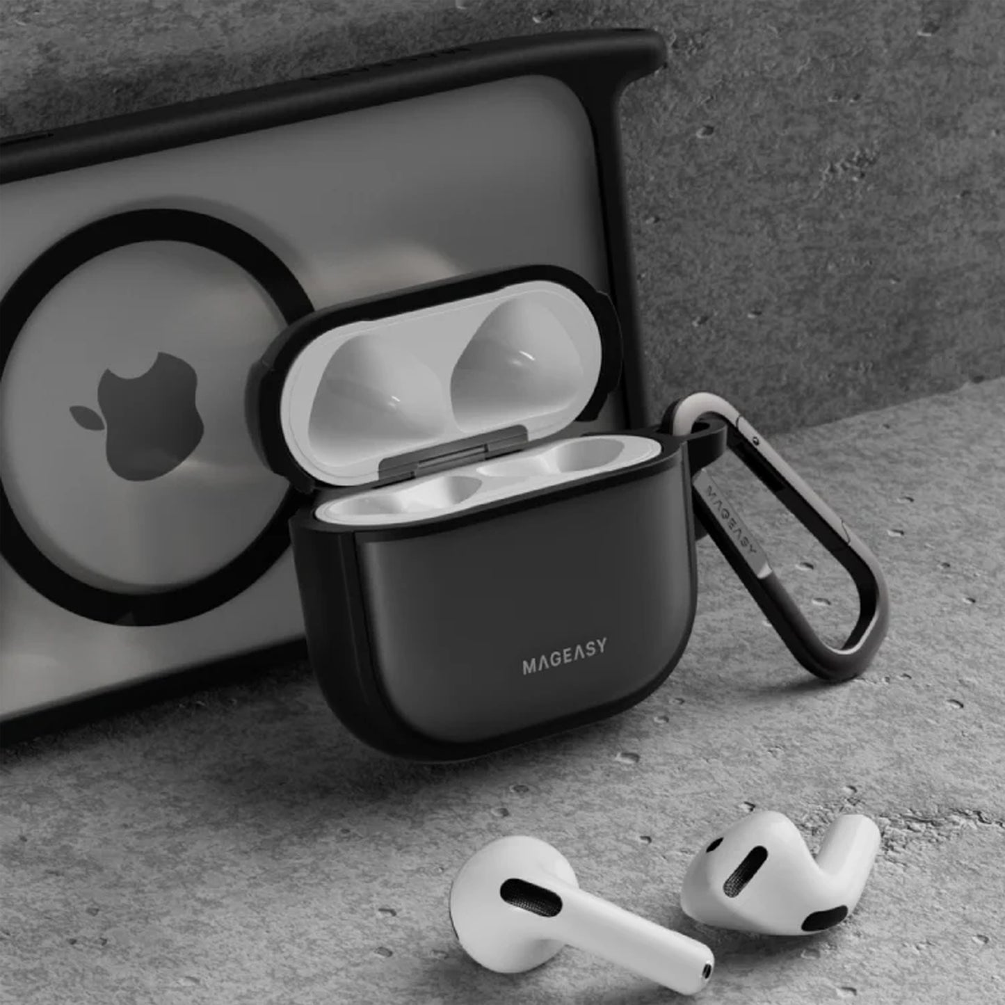 MAGEASY Roam with Carabiner for AirPods Pro 1 / AirPods Pro 2 -Wireless Charging Compatible