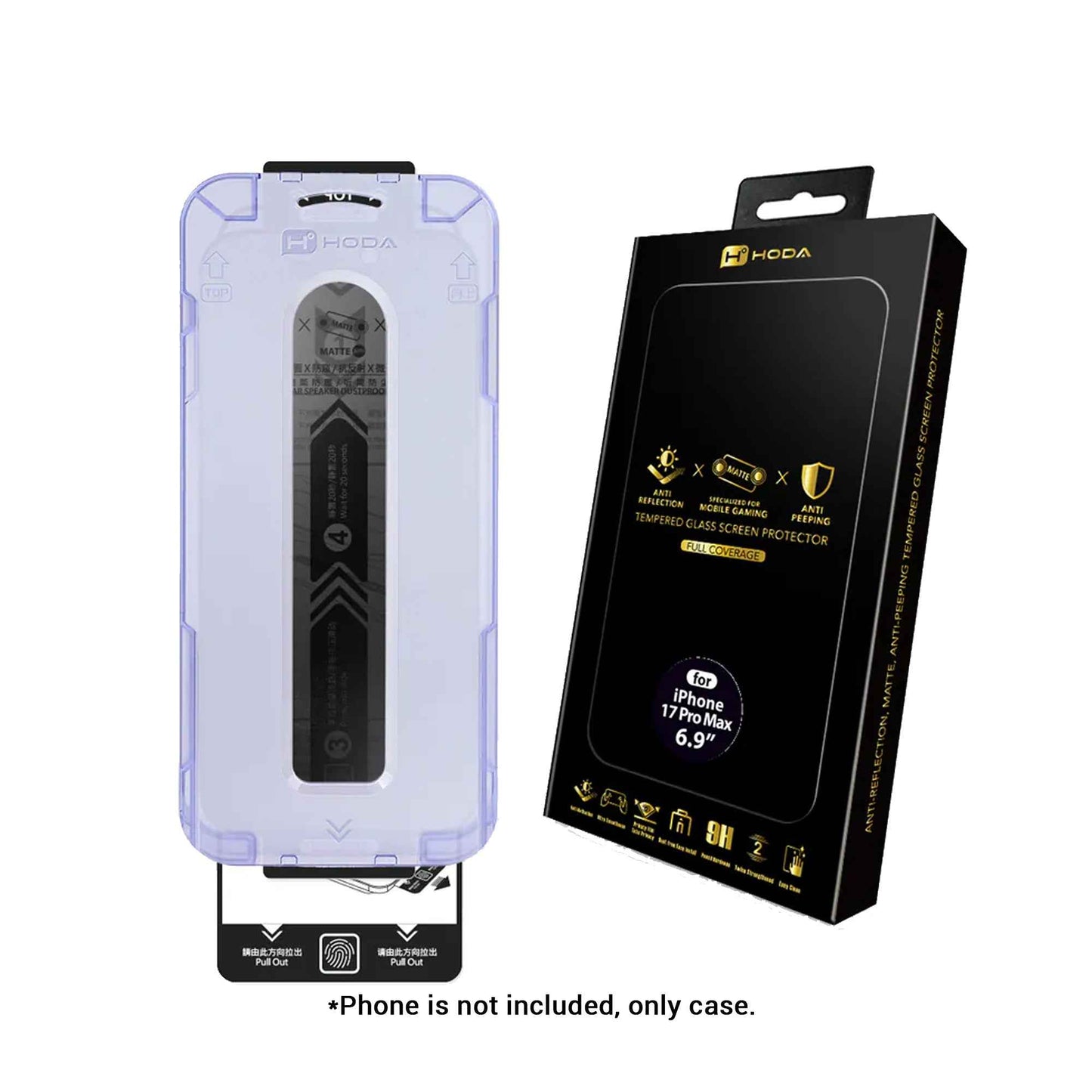 Hoda Matte Anti-Peeper ( Privacy ) with Anti-Reflection Screen Protector for iPhone 17 Pro Max / 17 Pro - Tempered Glass with Dust-Free Helper