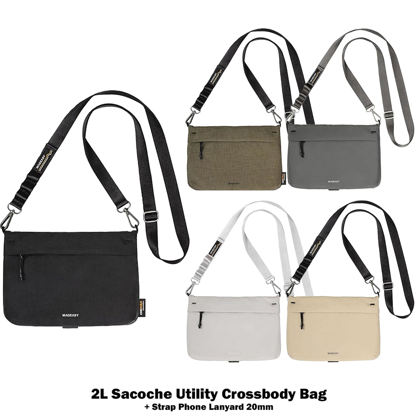 MAGEASY 2L Sacoche Utility Crossbody Bag + Strap Phone Lanyard 20mm - Forexengineer -Malaysia