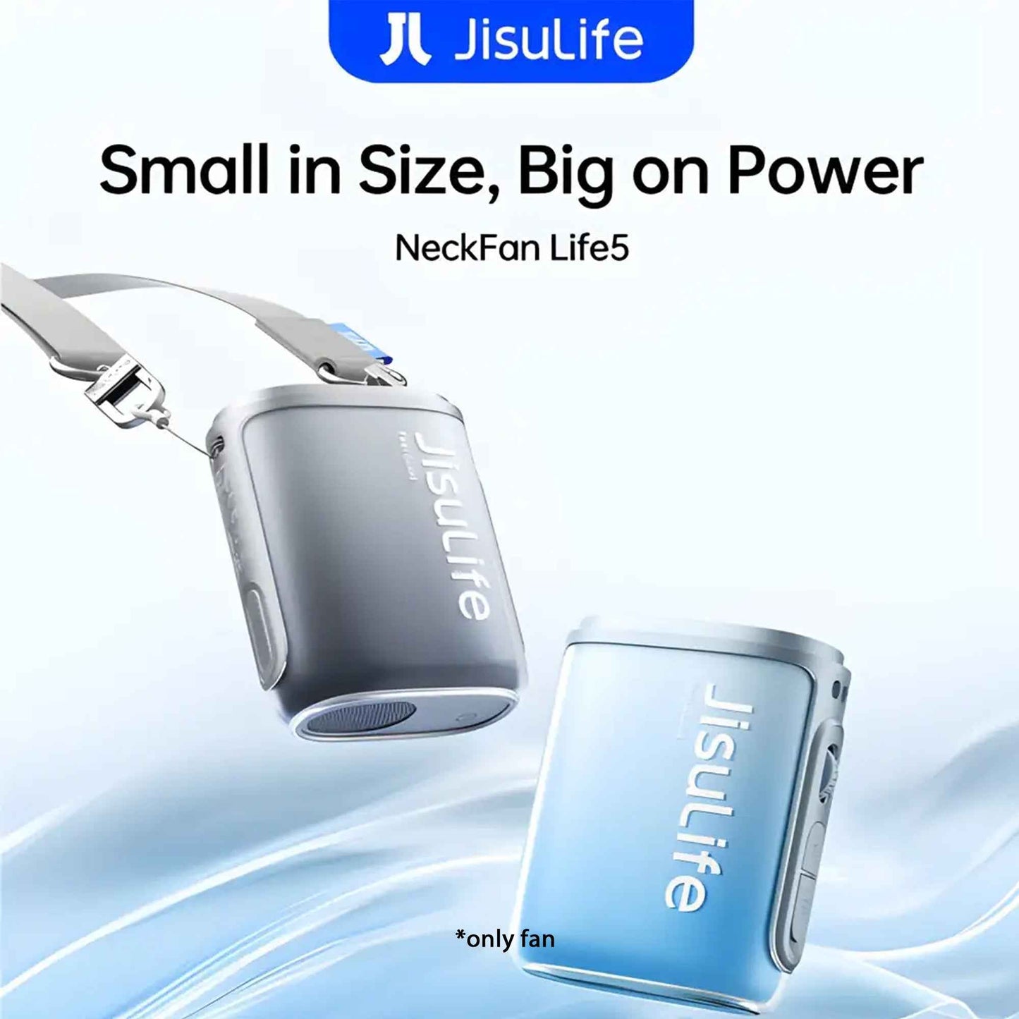 Jisulife Neck Fan Life5 100 Speed 40000RPM Cooling 4500mAh Battery with Lanyard