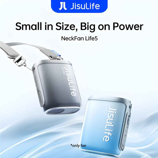 Jisulife Neck Fan Life5 100 Speed 40000RPM Cooling 4500mAh Battery with Lanyard