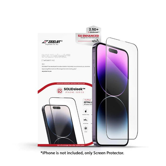 ZEELOT SOLIDsleek Tempered Glass Screen Protector for iPhone 15 Series - Retina Clear