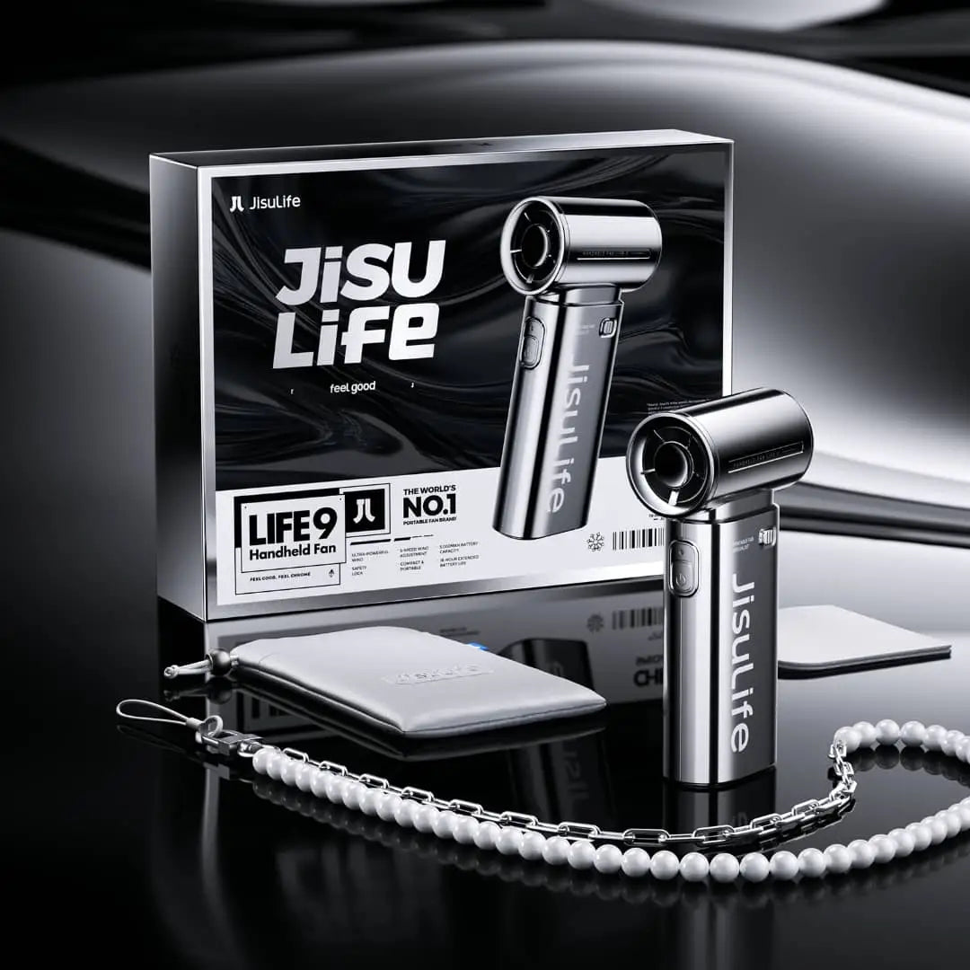 JisuLife CHROME Life9 Handheld Hand Fan Limited Edition 5000 mAh 5 Speeds Control 40000 RPM - Hand Fan