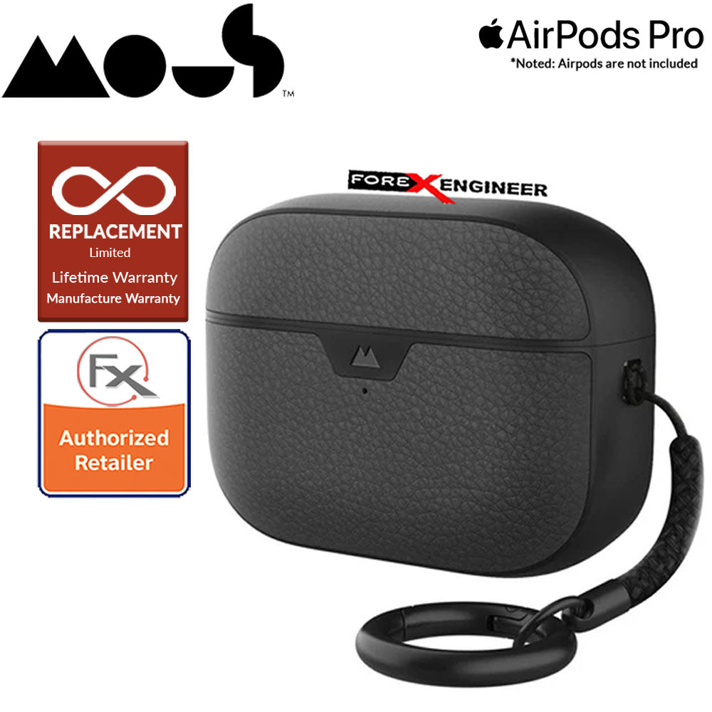 Mous for Airpods Pro Case - Comes with Carabiner Keychain - Black Leather Colour ( Barcode : 5060624483141 )