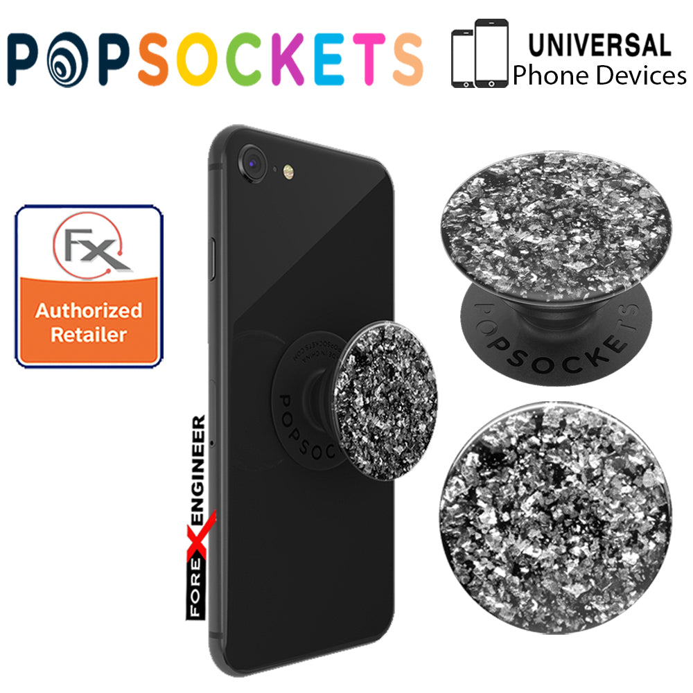 PopSockets PopGrip Swappable Premium ( Foil Confetti Silver ) ( Barcode : 842978158280 )