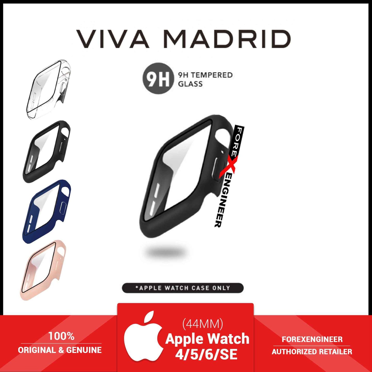 VIVA MADRID Fino Case for Apple Watch Series SE - 6 - 5 - 4 ( 44mm ) - Black (Barcode: 8886461238402 )