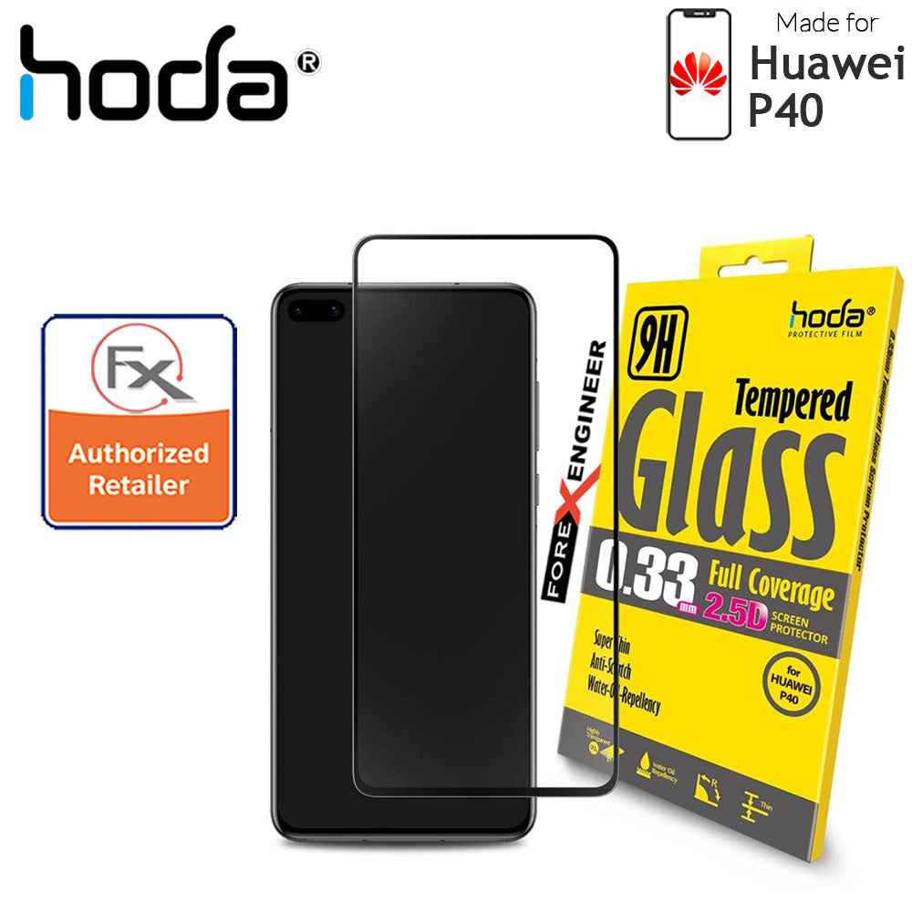 Hoda Tempered Glass for Huawei P40 - 2.5D 0.33mm Full Coverage Screen Protector - Black Color ( Barcode: 4713381516454 )