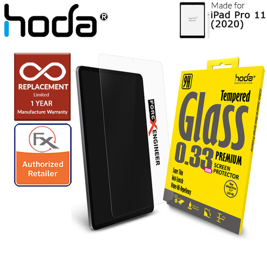 Hoda Tempered Glass Screen Protector for iPad Pro 11 inch - 11" ( 2020 ) 2rd Gen - Compatible with iPad Pro 11 ( 2019 ) 1st Gen & 2018 ver ( Barcode: 4713381512821) - New Packaging