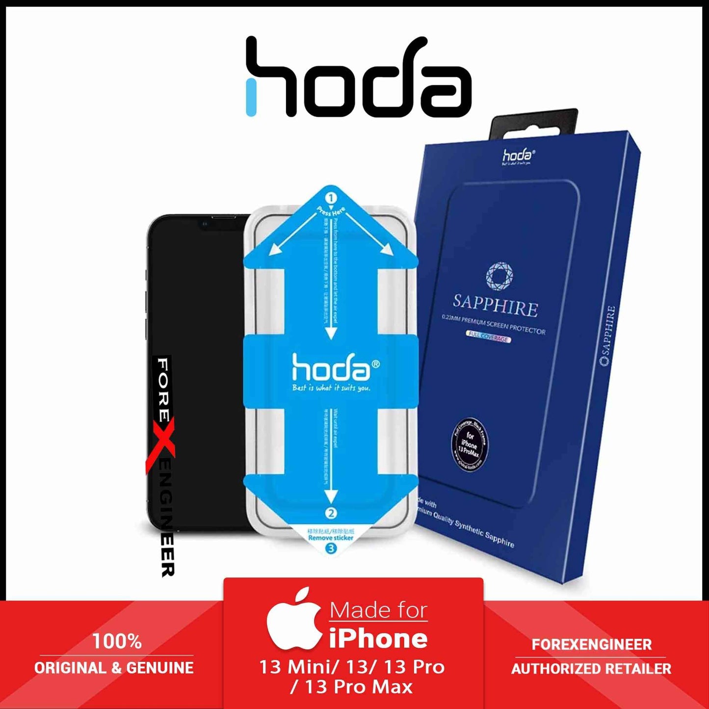 Hoda Sapphire Tempered Glass for iPhone 13 Pro Max 6.7" 5G - Screen Protector with Helper (Barcode: 4711103542149 )