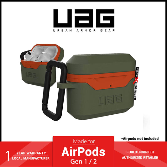 UAG Hardcase Case V2 for Airpods Gen 2 and 1 - Olive Drab - Orange